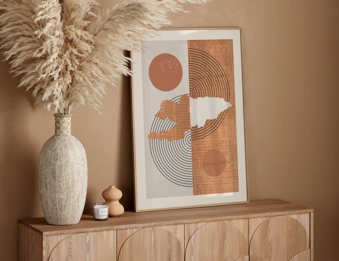 Kyrgyzstan Map Wall Art Print | Boho Mid Century