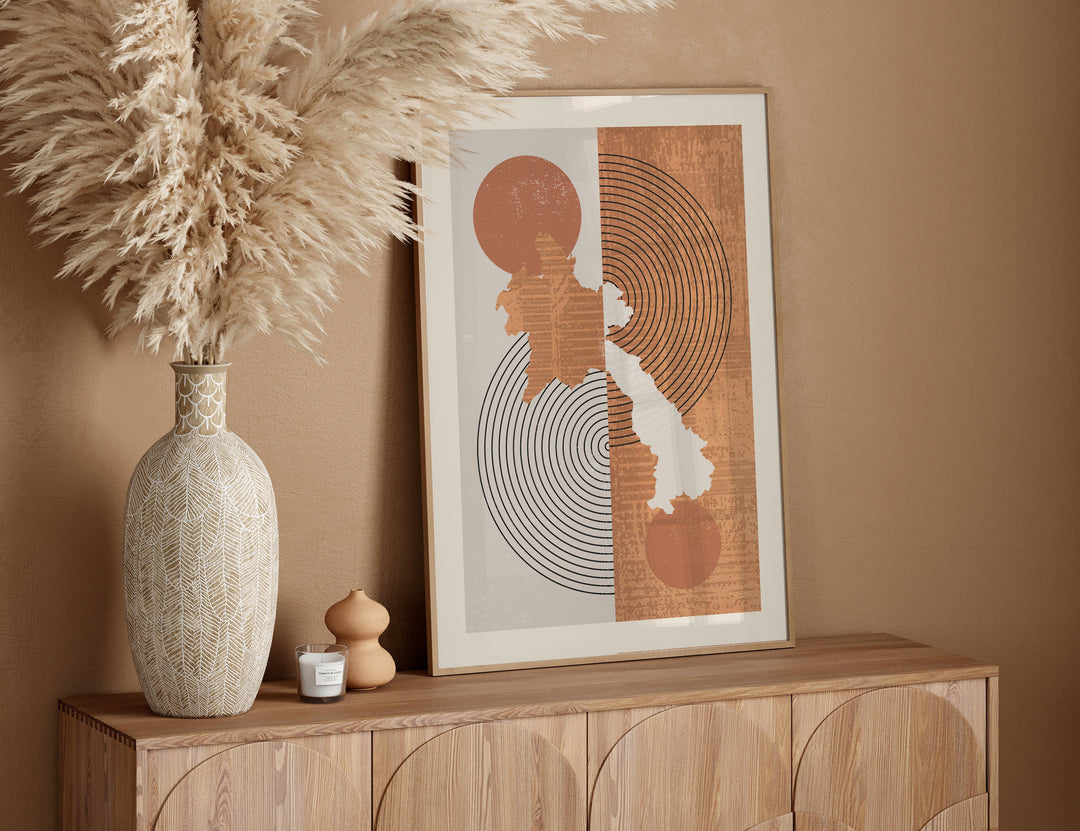 Laos Map Wall Art Print | Boho Mid Century