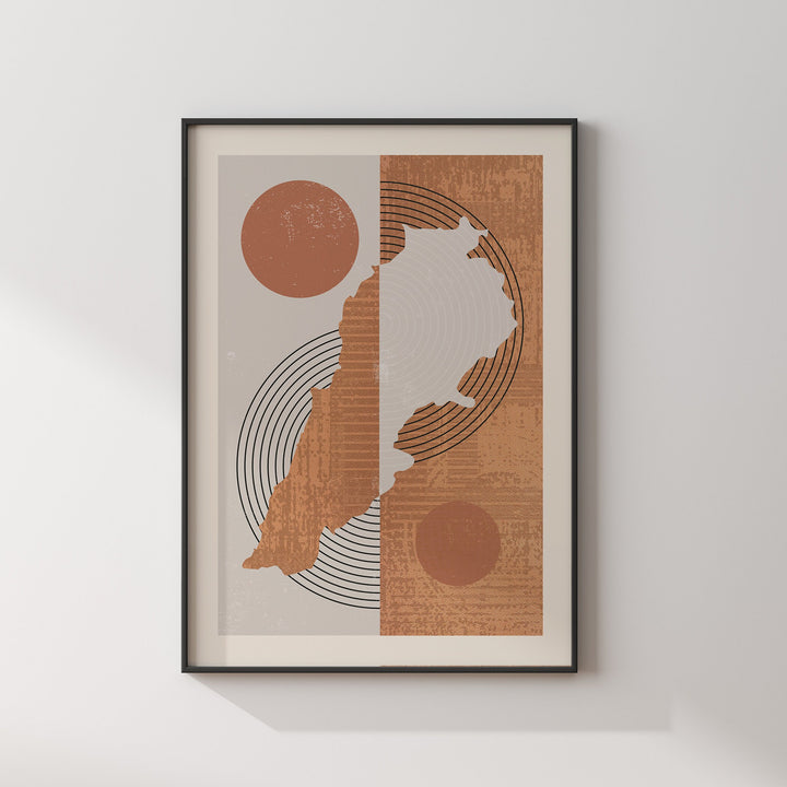 Lebanon Map Wall Art Print | Boho Mid Century