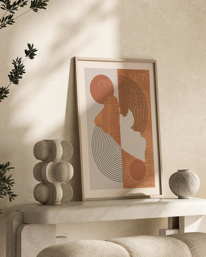 Liberia Map Wall Art Print | Boho Mid Century