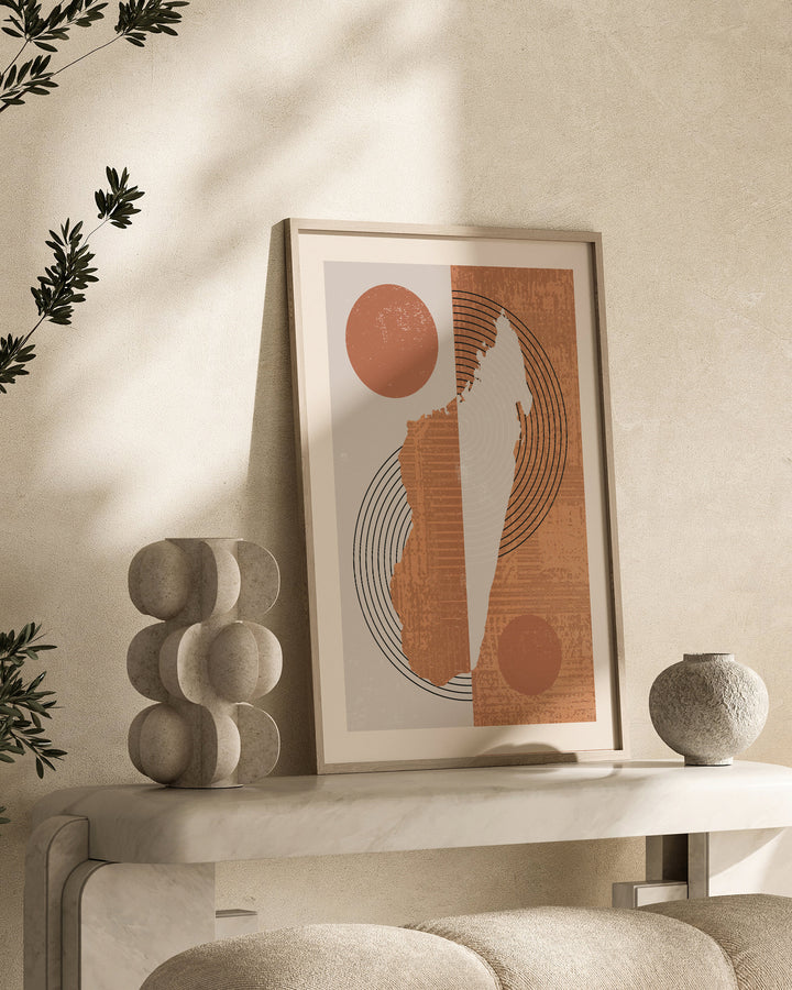 Madagascar Map Wall Art Print | Boho Mid Century