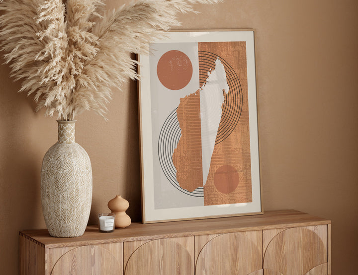 Madagascar Map Wall Art Print | Boho Mid Century