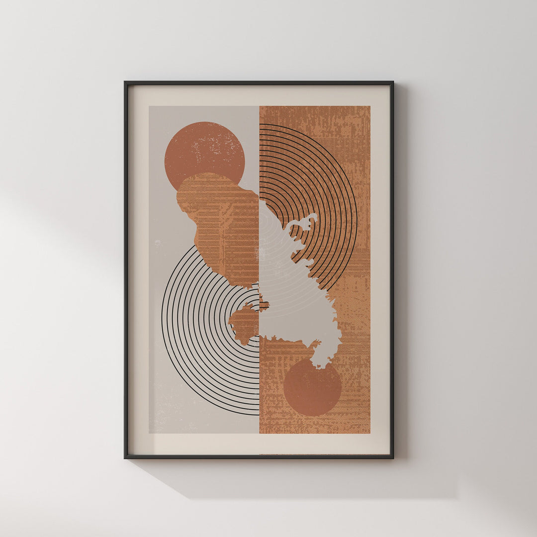 Martinique Map Wall Art Print | Boho Mid Century