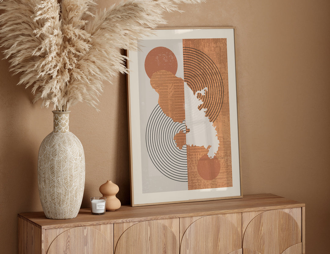 Martinique Map Wall Art Print | Boho Mid Century