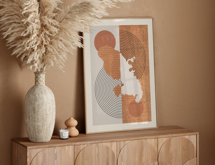 Martinique Map Wall Art Print | Boho Mid Century