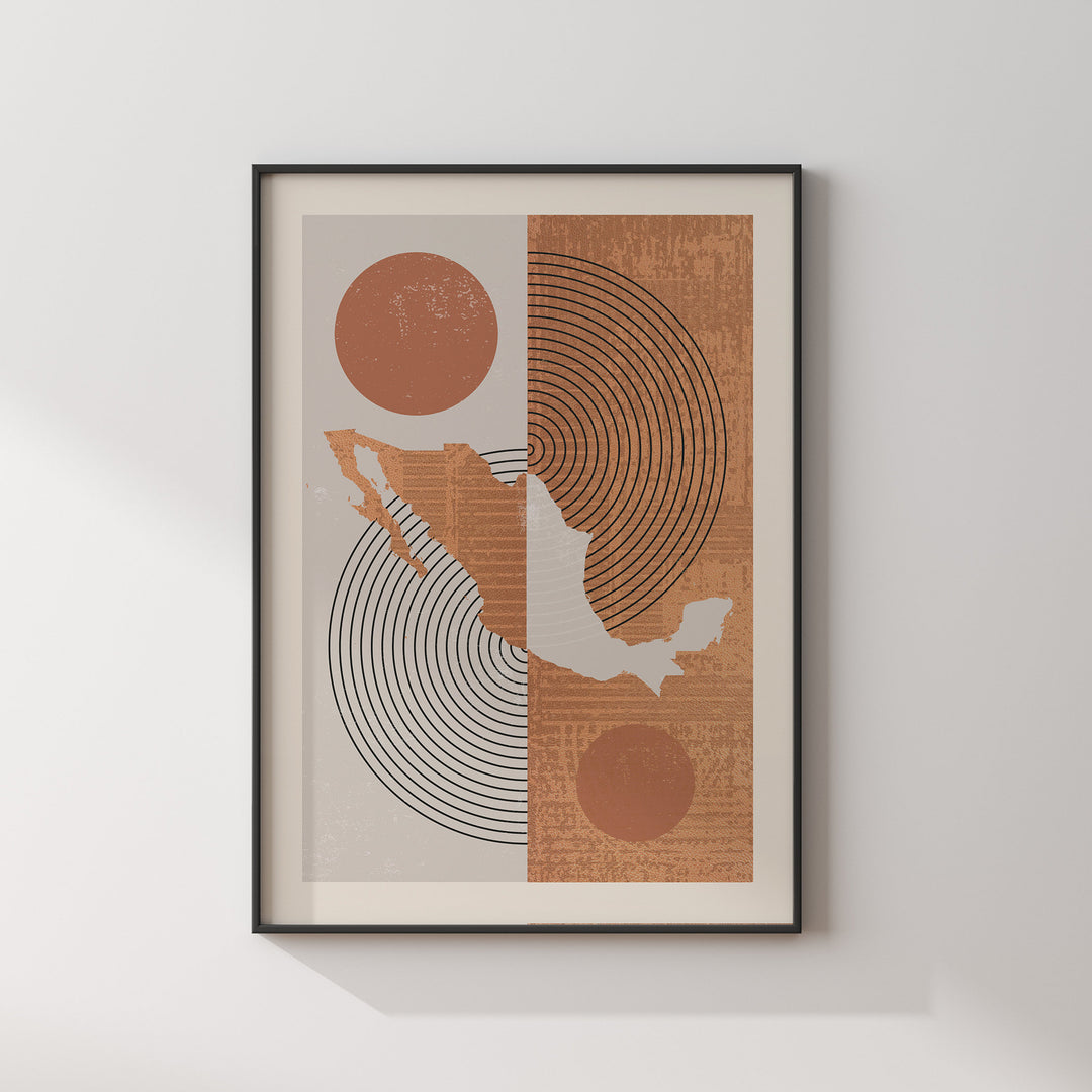 Mexico Map Wall Art Print | Boho Mid Century