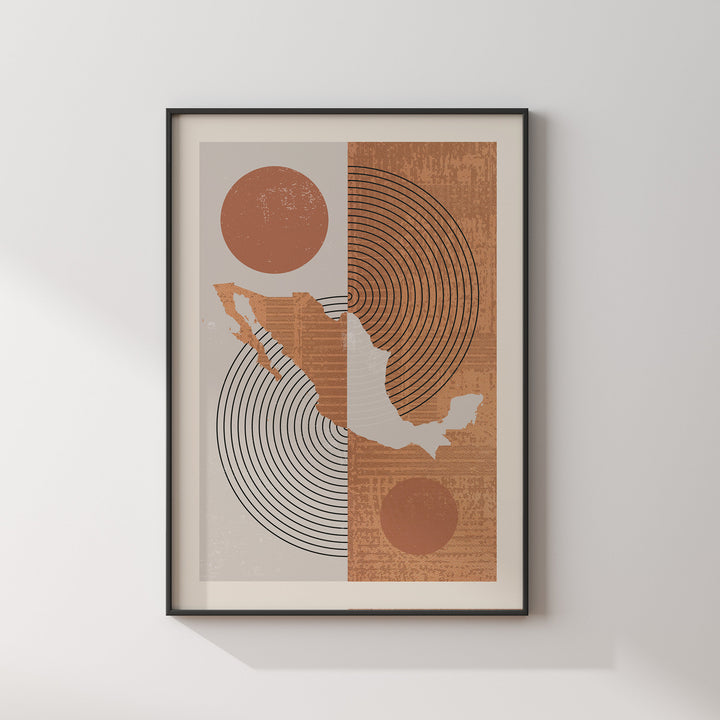 Mexico Map Wall Art Print | Boho Mid Century