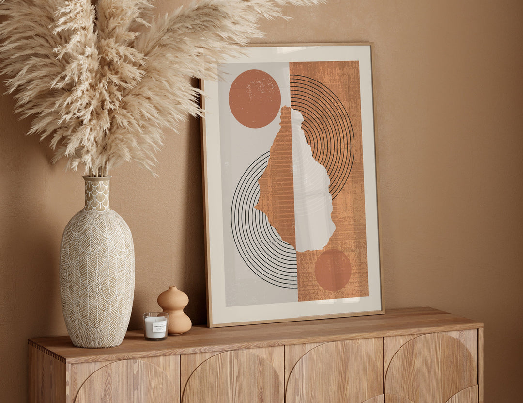 Montserrat Map Wall Art Print | Boho Mid Century