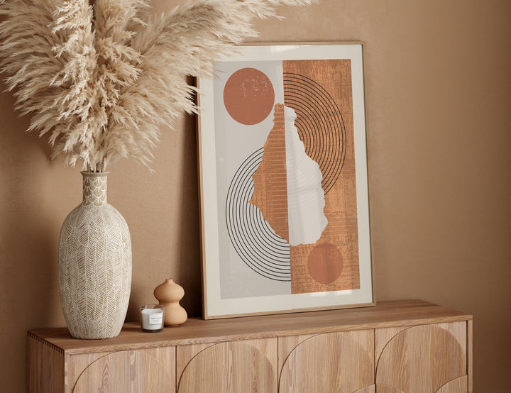 Montserrat Map Wall Art Print | Boho Mid Century