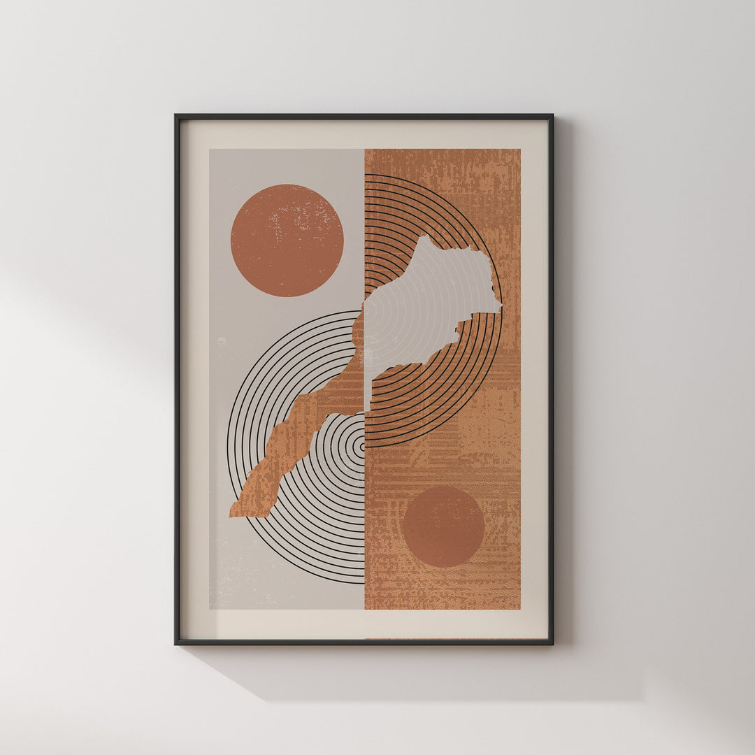 Morocco Map Wall Art Print | Boho Mid Century