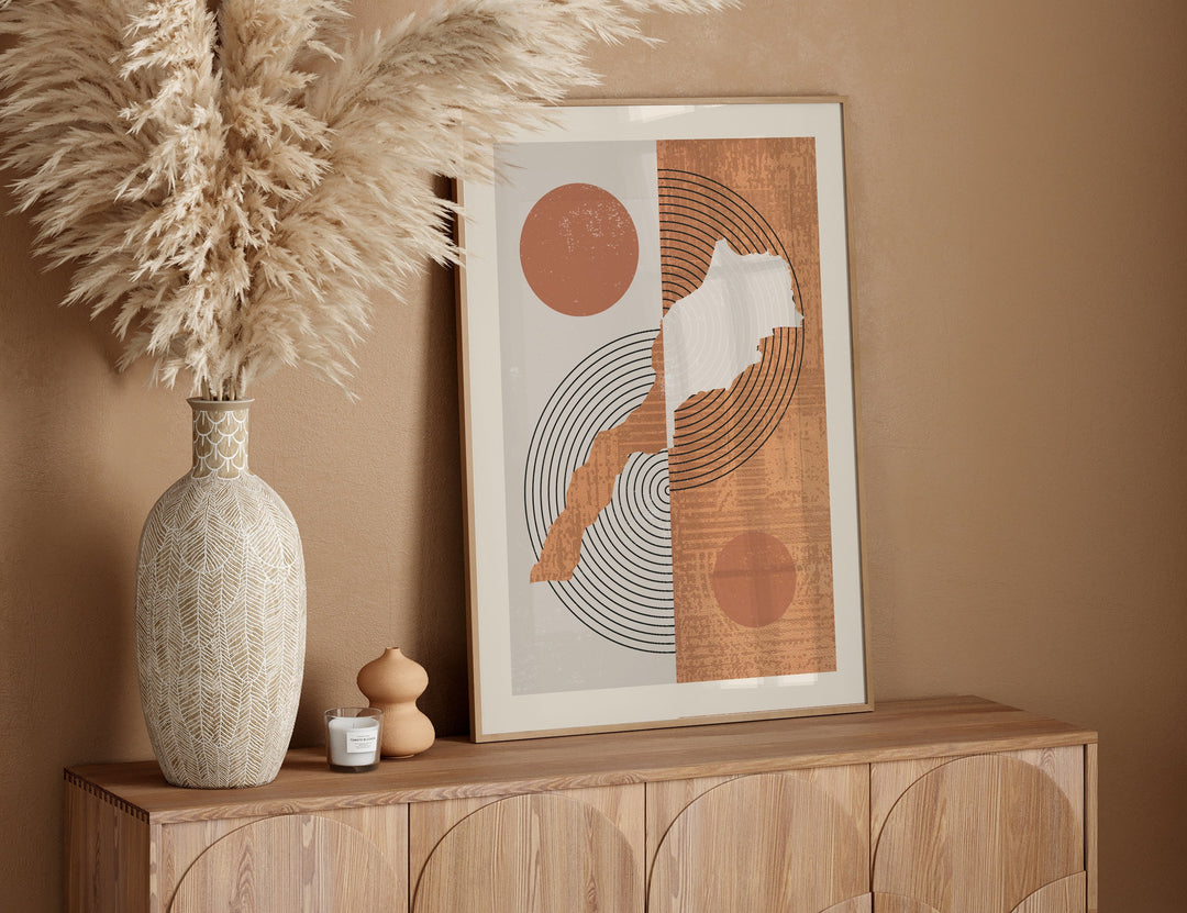 Morocco Map Wall Art Print | Boho Mid Century