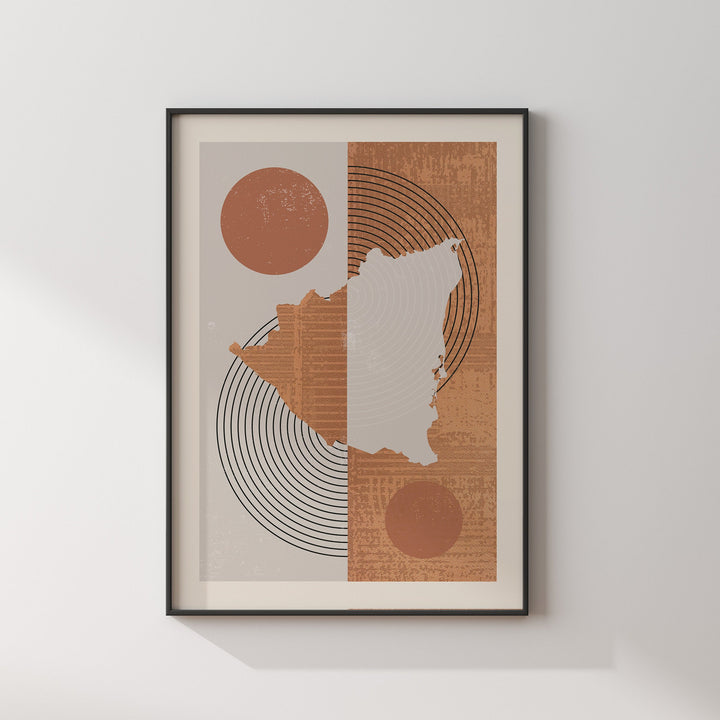 Nicaragua Map Wall Art Print | Boho Mid Century