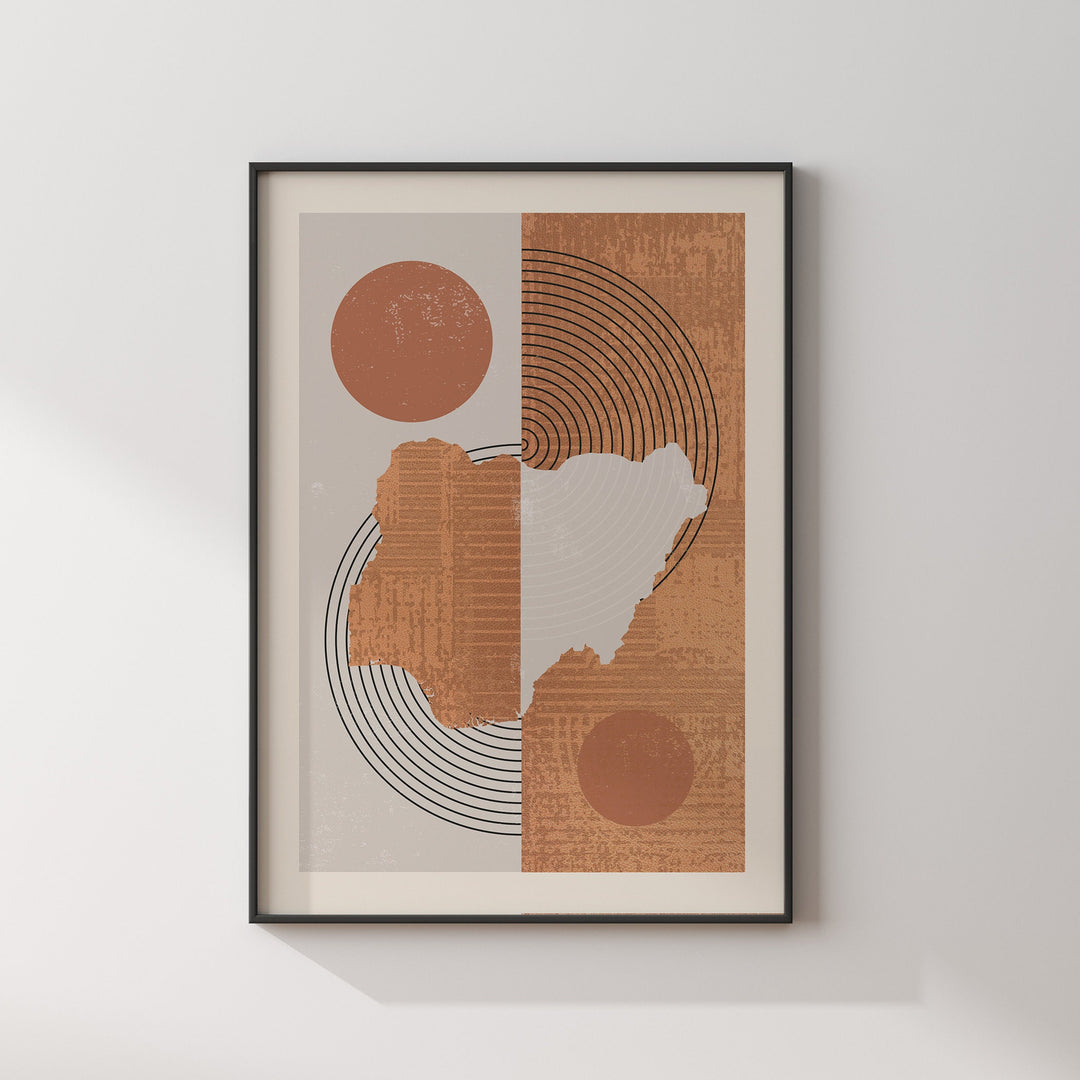 Nigeria Map Wall Art Print | Boho Mid Century