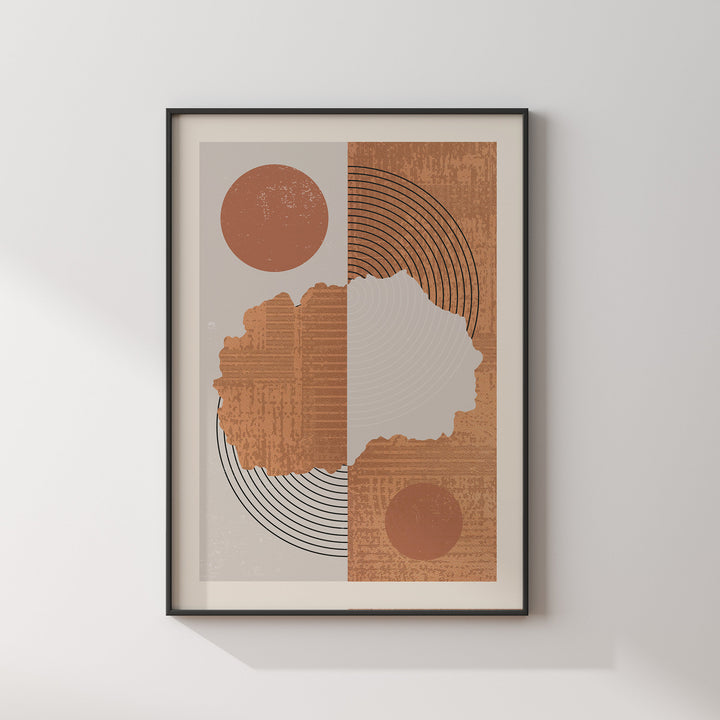 North Macedonia Map Wall Art Print | Boho Mid Century