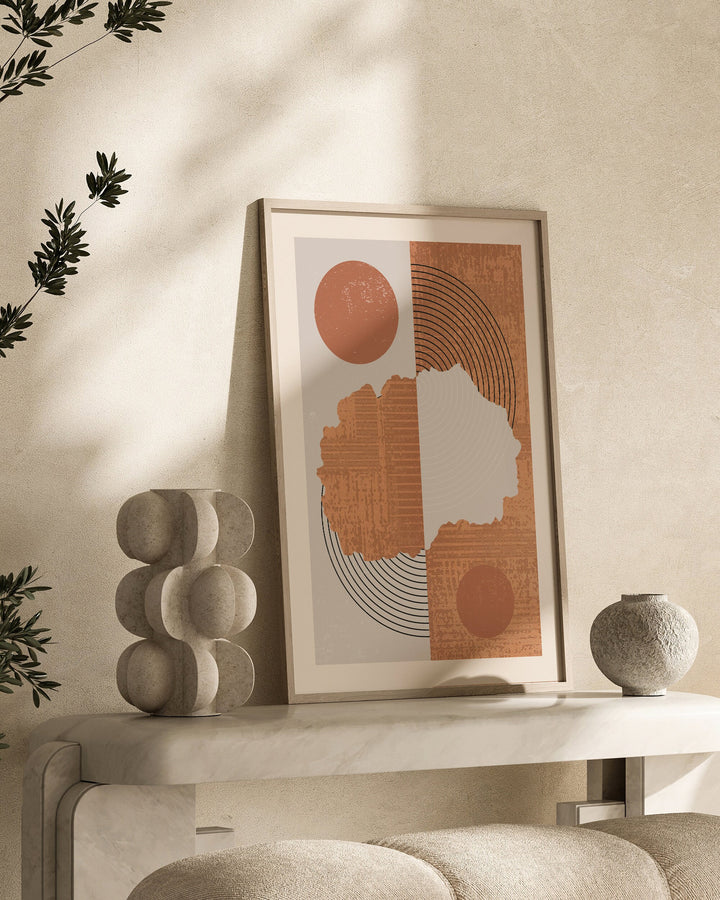 North Macedonia Map Wall Art Print | Boho Mid Century