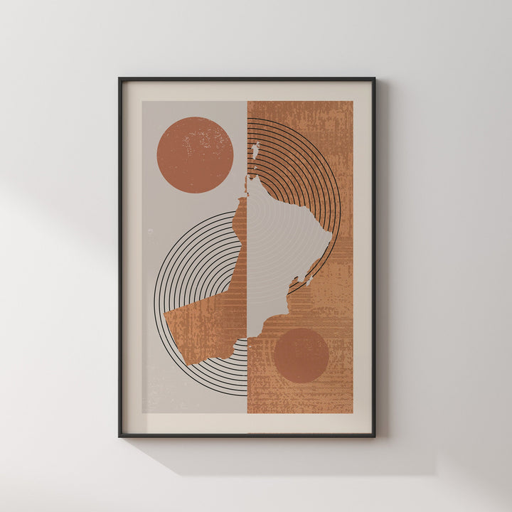 Oman Map Wall Art Print | Boho Mid Century