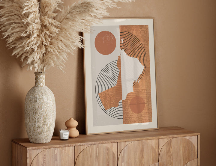 Oman Map Wall Art Print | Boho Mid Century