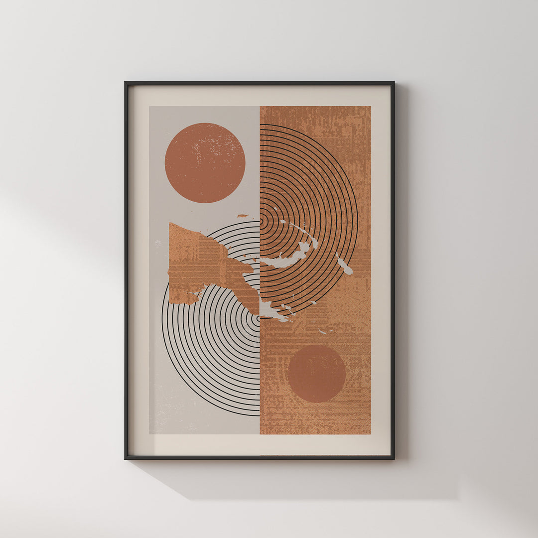 Papua New Guinea Map Wall Art Print | Boho Mid Century