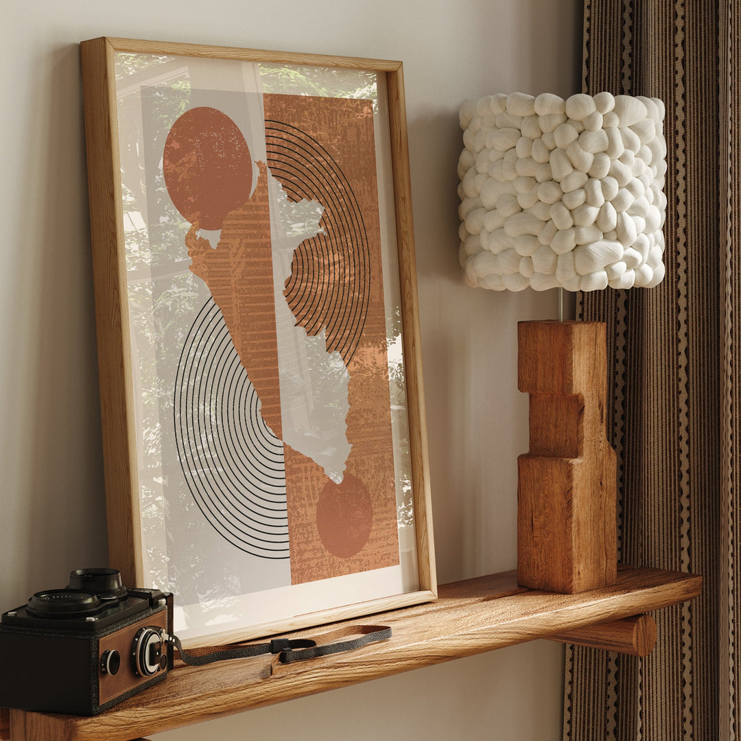 Peru Map Wall Art Print | Boho Mid Century