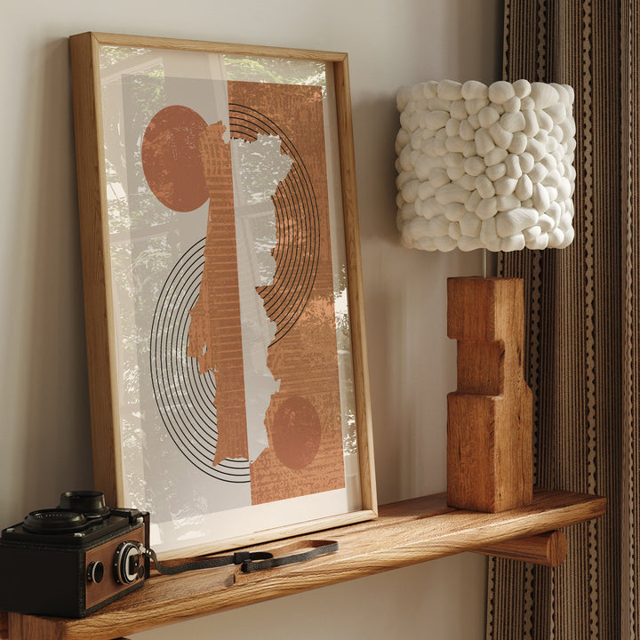 Portugal Map Wall Art Print | Boho Mid Century