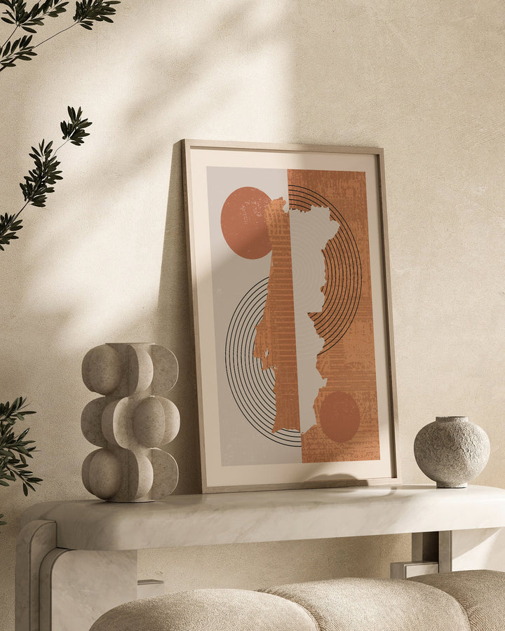 Portugal Map Wall Art Print | Boho Mid Century