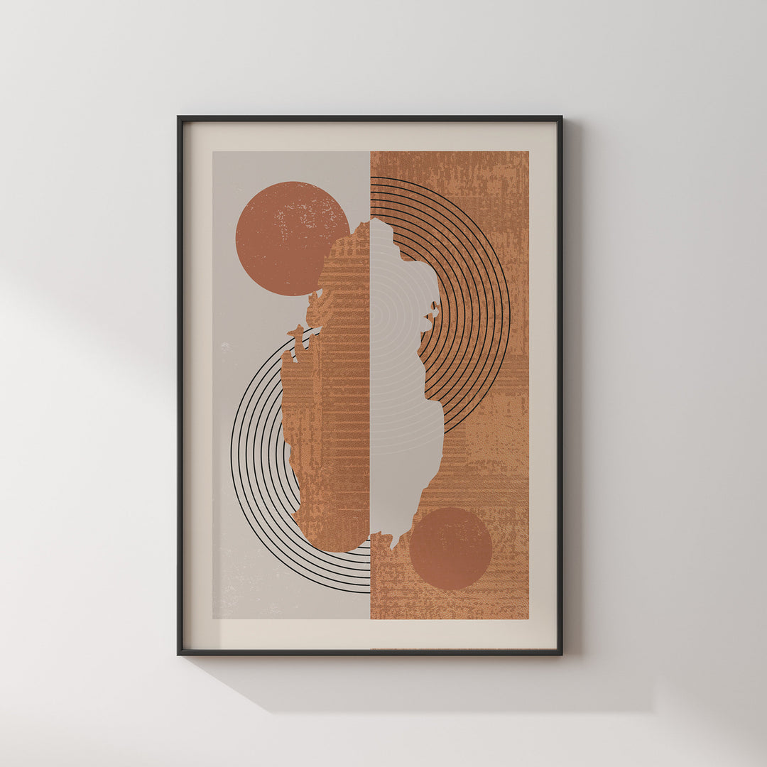 Qatar Map Wall Art Print | Boho Mid Century