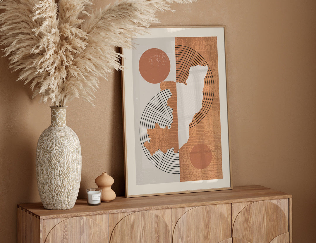 Republic of the Congo Map Wall Art Print | Boho Mid Century