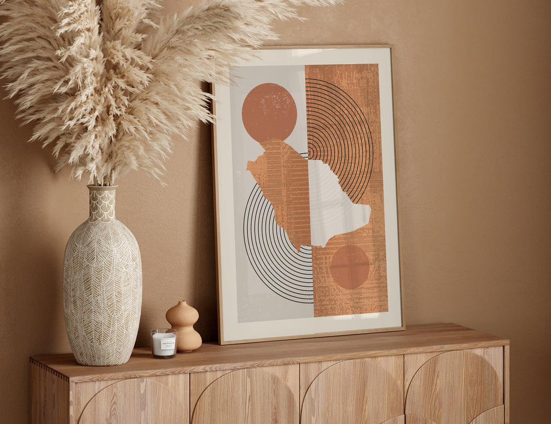 Saudi Arabia Map Wall Art Print | Boho Mid Century