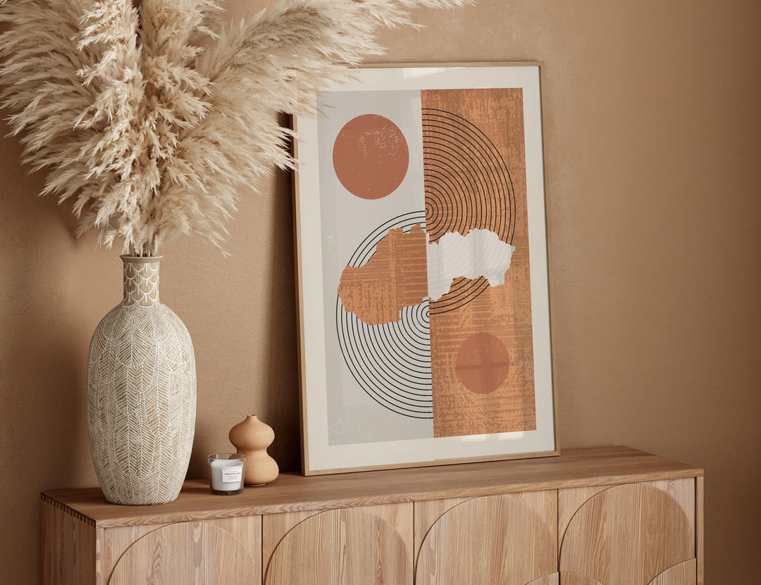 Slovakia Map Wall Art Print | Boho Mid Century
