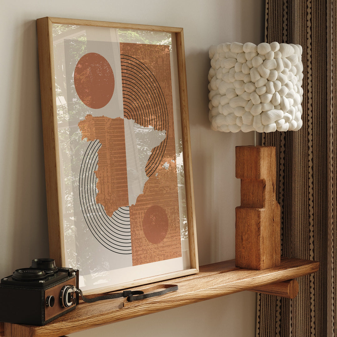 Spain Map Wall Art Print | Boho Mid Century