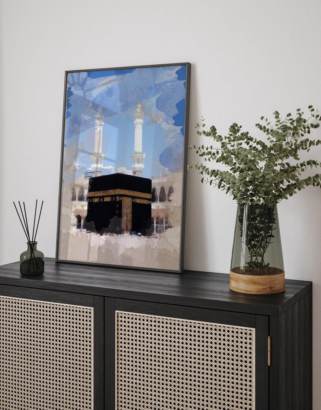 Set of 2 Holy Mosques Abstract Watercolour Islamic Wall Art Prints Masjid Nabwi And Masjid Al Haram