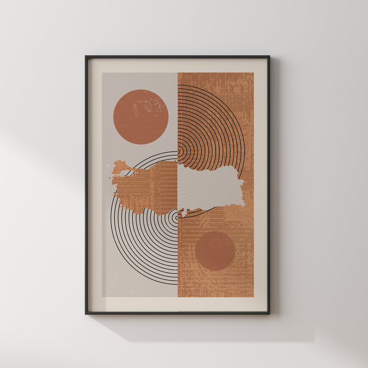 Turkey Map Wall Art Print | Boho Mid Century