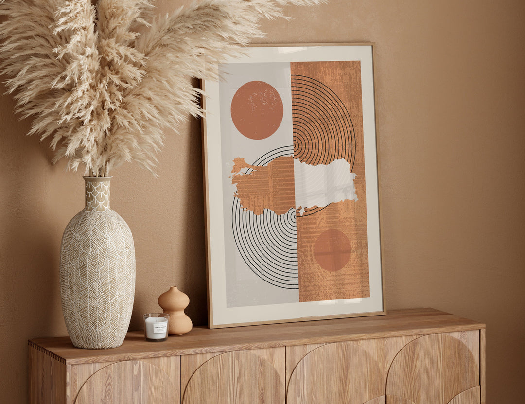 Turkey Map Wall Art Print | Boho Mid Century