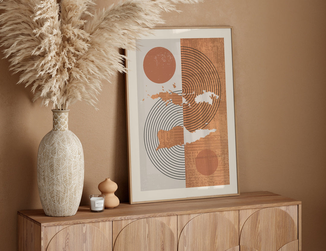 US Virgin Islands Map Wall Art Print | Boho Mid Century