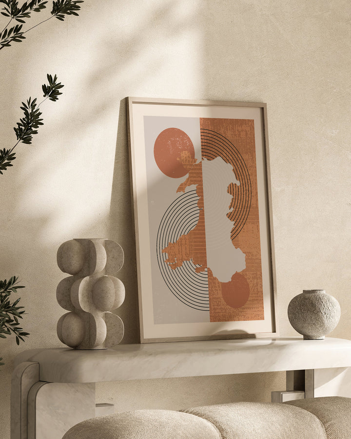 Wales Map Wall Art Print | Boho Mid Century