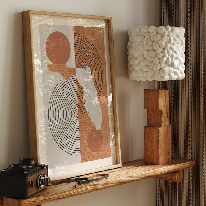 Florida Map Wall Art Print | Boho Mid Century | USA | United States of America