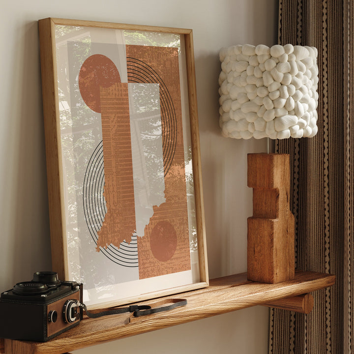 Indiana Map Boho Wall Art Print | Mid Century | USA | United States of America