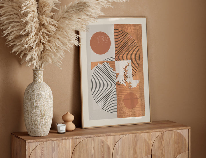 Maryland Map Boho Wall Art Print | Mid Century | USA | United States of America