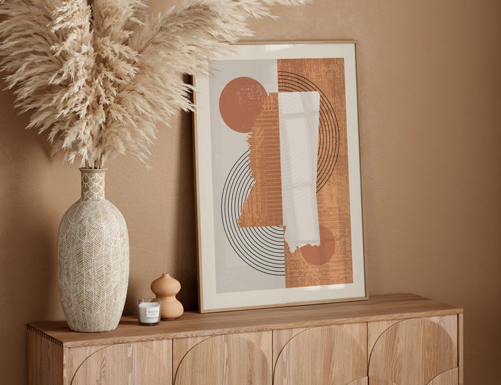 Mississippi Map Boho Wall Art Print | Mid Century | USA | United States of America