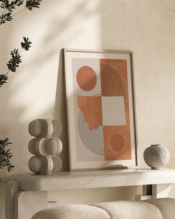 Montana Map Boho Wall Art Print | Mid Century | USA | United States of America