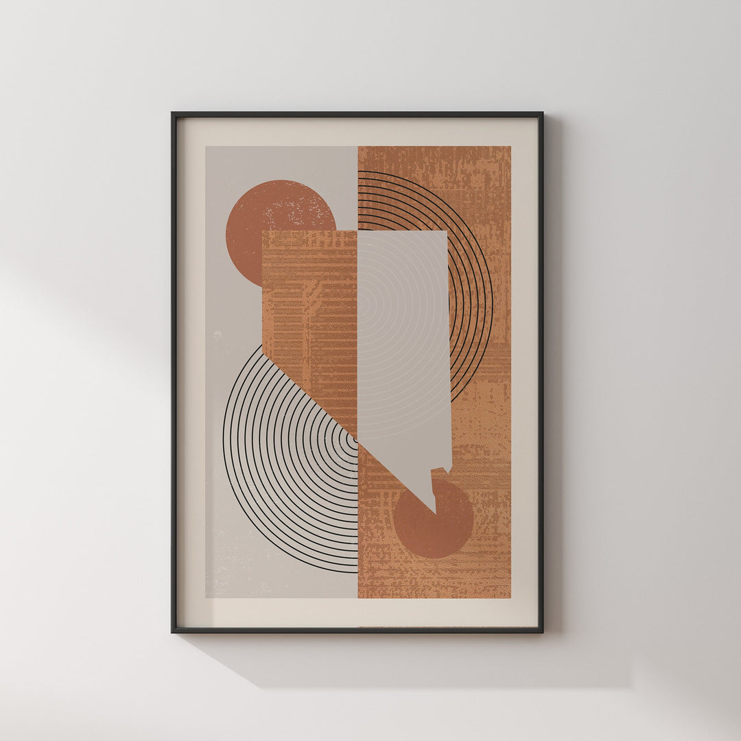 Nevada Map Boho Wall Art Print | Mid Century | USA | United States of America