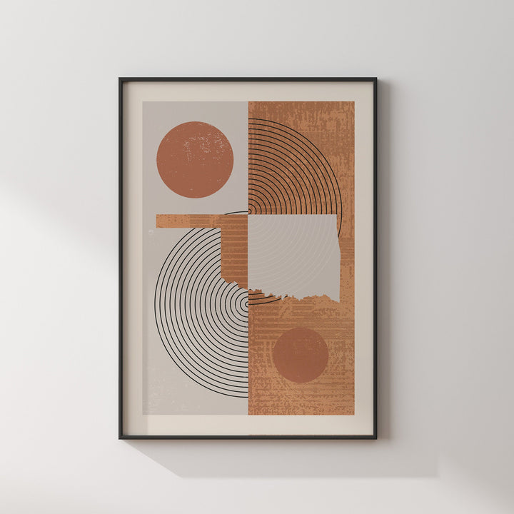 Oklahoma Map Boho Wall Art Print | Mid Century | USA | United States of America