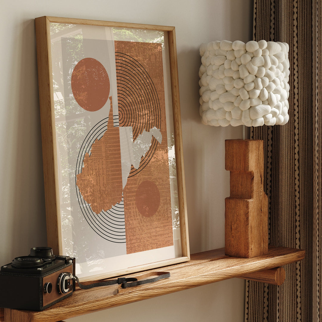 West Virginia Map Boho Wall Art Print | Mid Century | USA | United States of America