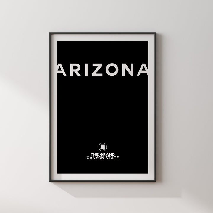 Arizona Black and White Typography Wall Art Print | Custom Any Colour | US State | United States of America | USA