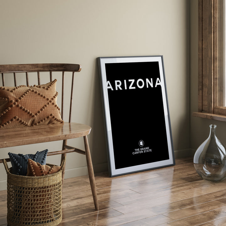 Arizona Black and White Typography Wall Art Print | Custom Any Colour | US State | United States of America | USA
