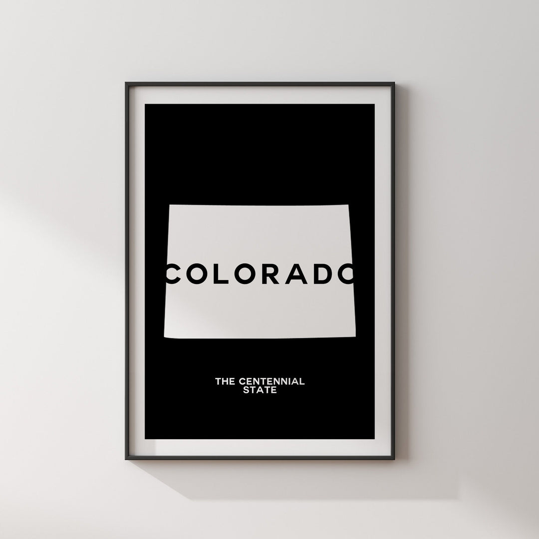 Colorado Black and White Typography Wall Art Print | Custom Any Colour | US State | United States of America | USA