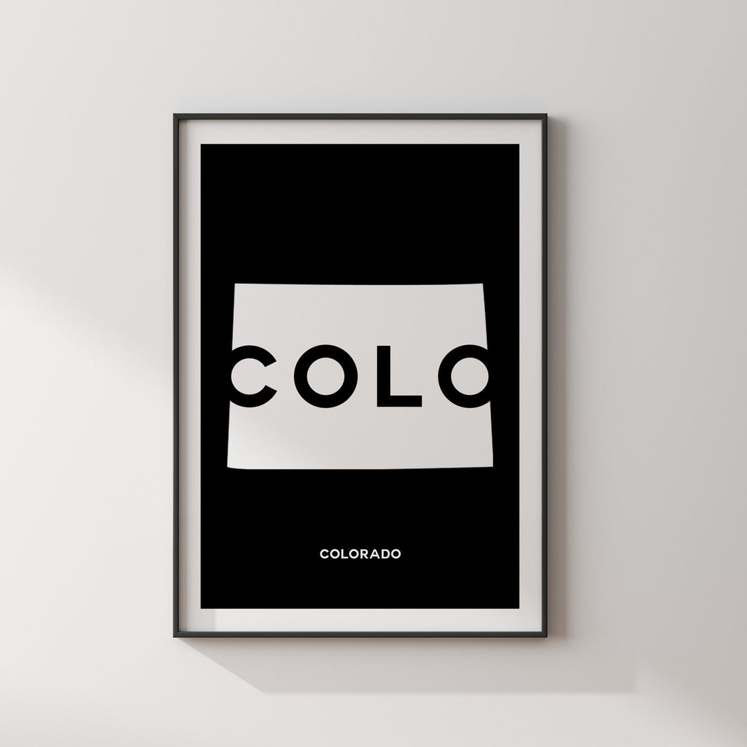 Colorado Black and White Typography Wall Art Print | Custom Any Colour | US State | United States of America | USA