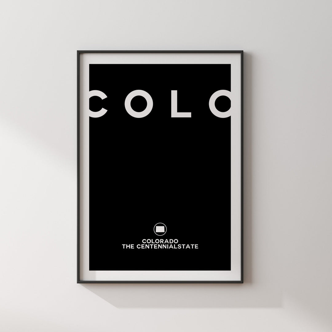 Colorado Black and White Typography Wall Art Print | Custom Any Colour | US State | United States of America | USA