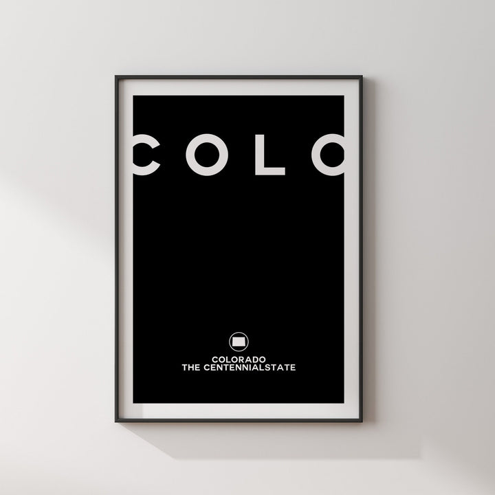 Colorado Black and White Typography Wall Art Print | Custom Any Colour | US State | United States of America | USA