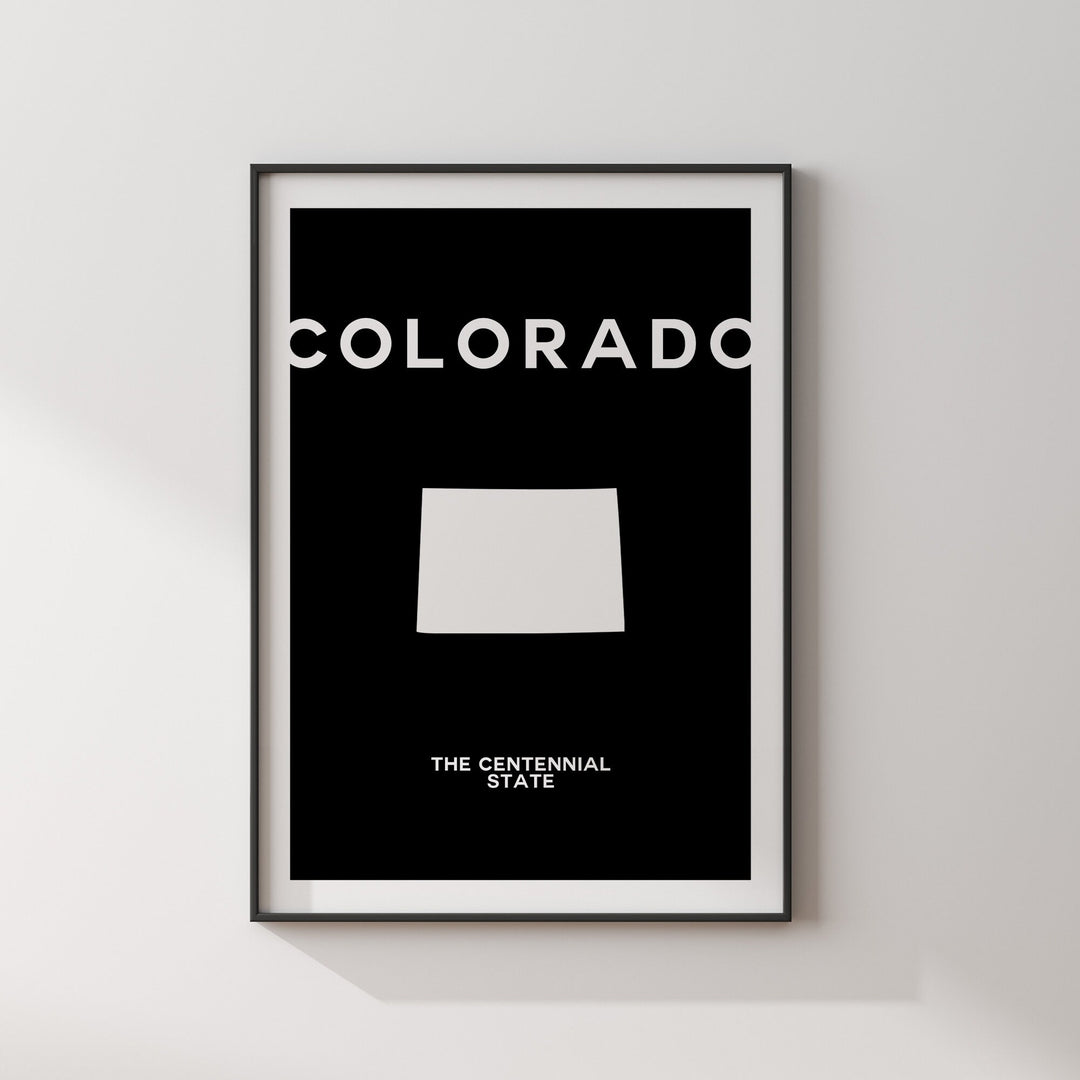 Colorado Black and White Typography Wall Art Print | Custom Any Colour | US State | United States of America | USA